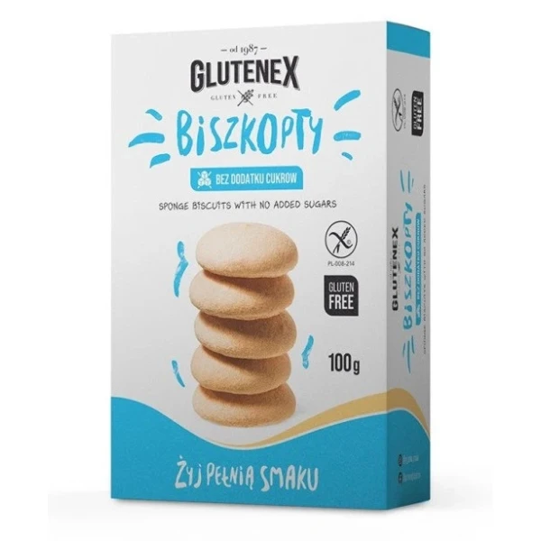 Glutenex, biszkopty, bez dodatku cukru, bezglutenowe, 100g