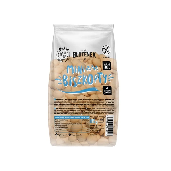 Glutenex, biszkopty mini, bez dodatku cukru, bezglutenowe, 85g