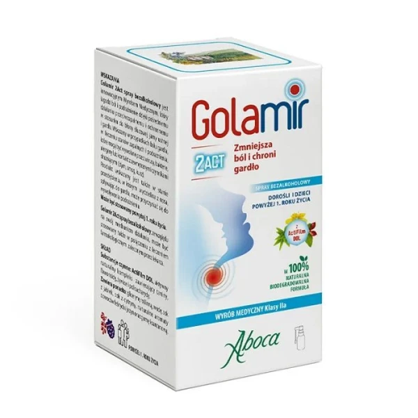 Golamir 2Act, spray bezalkoholowy do gardła, dla dorosłych i dzieci powyżej 1 roku życia, 30ml