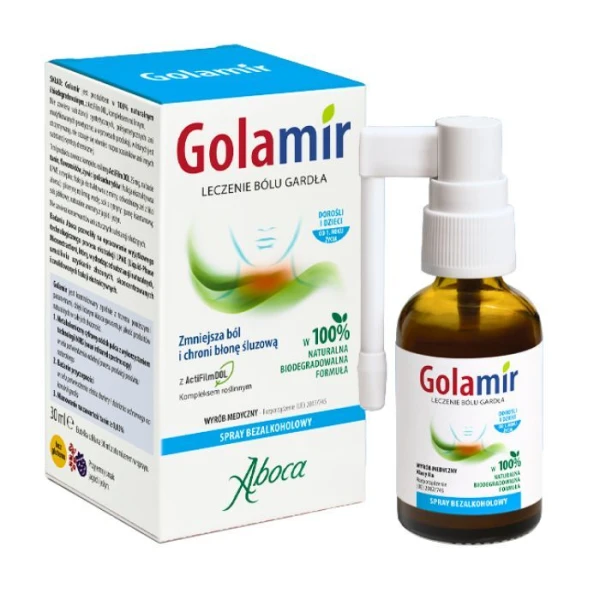 Golamir, spray bezalkoholowy do gardła, dla dorosłych i dzieci powyżej 1 roku życia, 30ml