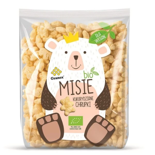 Granex, chrupki kukurydziane, misie, Bio, 80g