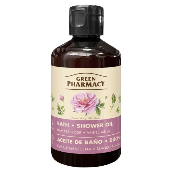 Green Pharmacy, olejek do kąpieli i pod prysznic, róża damasceńska i białe piżmo, 250ml