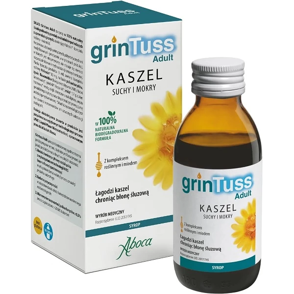 GrinTuss Adult, kaszel suchy i mokry, syrop, 180g