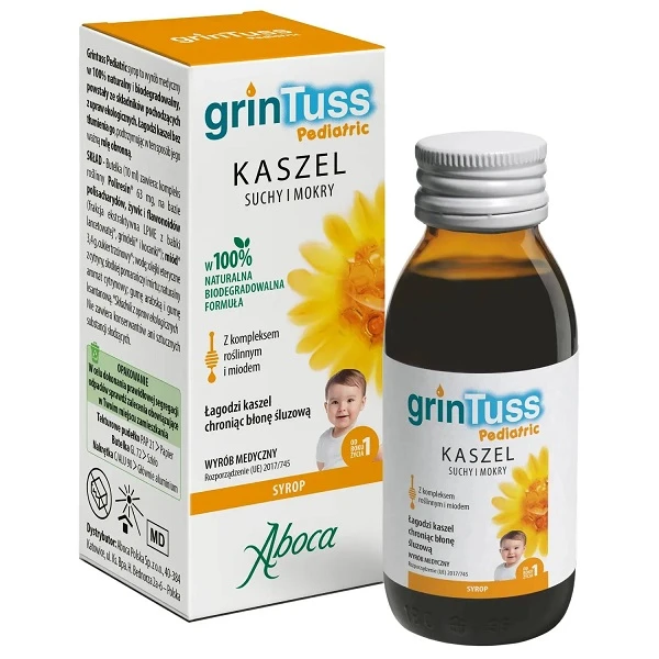 GrinTuss Pediatric,kaszel suchy i mokry, syrop dla dzieci po 1 roku życia, 180g
