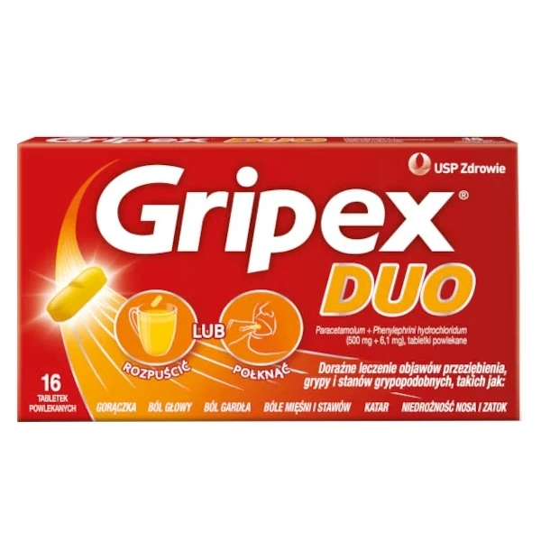Gripex Duo (500mg+6,1mg), 16 tabletek