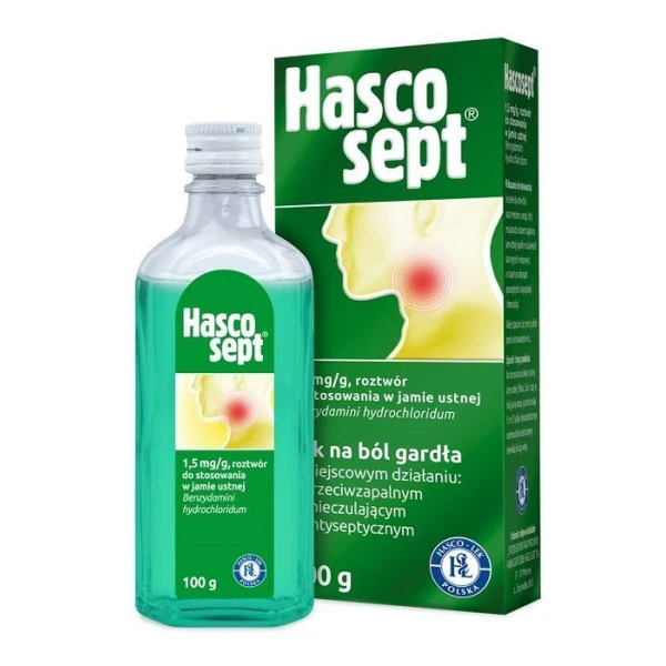Hascosept 1,5mg/g, płyn do stosowania w jamie ustnej, 100g
