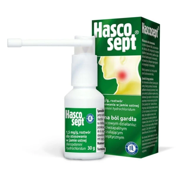 Hascosept 1,5mg/g, płyn do stosowania w jamie ustnej, 30g