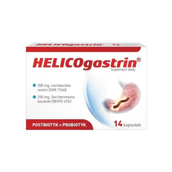 HELICOgastrin, dla dorosłych i dzieci po 3 roku życia, 14 kapsułek