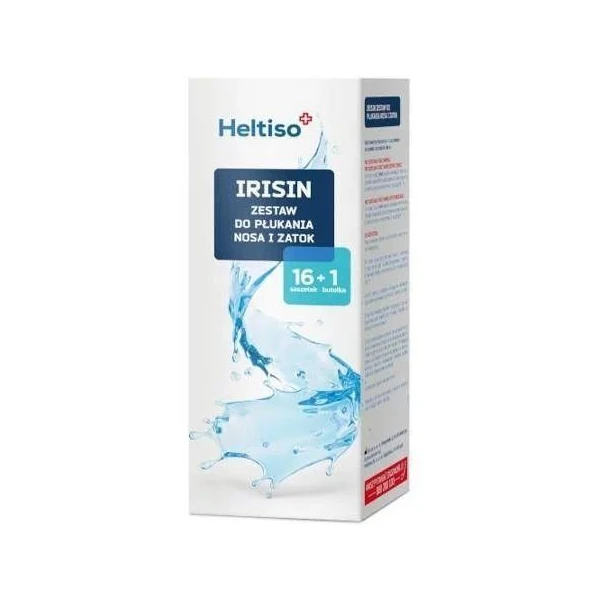 Heltiso Irisin, zestaw do płukania nosa i zatok, butelka + 16 saszetek