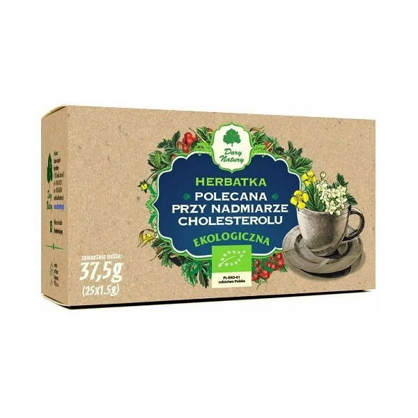 Herbatka polecana przy nadmiarze cholesterolu, ekologiczna, 25 saszetek