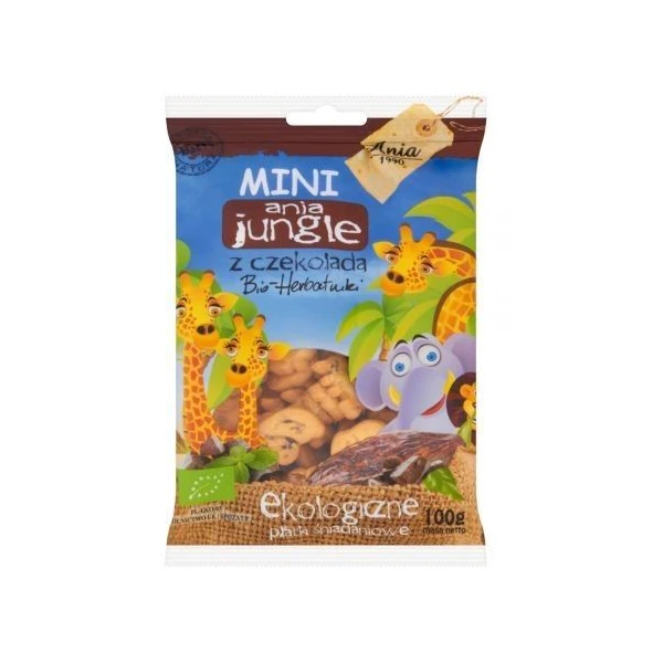 Herbatniki z czekoladą, Mini Jungle, 100g