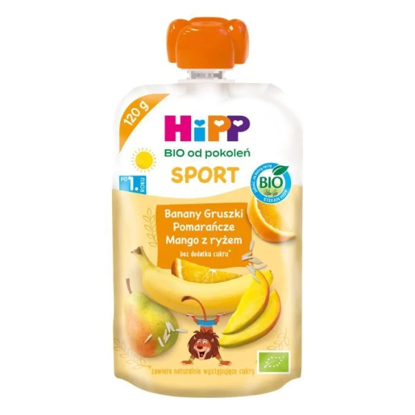 [DATA - 2026-09-25] Hipp, banany, gruszki, pomarańcze i mango z ryżem, po 1 roku życia, 120g