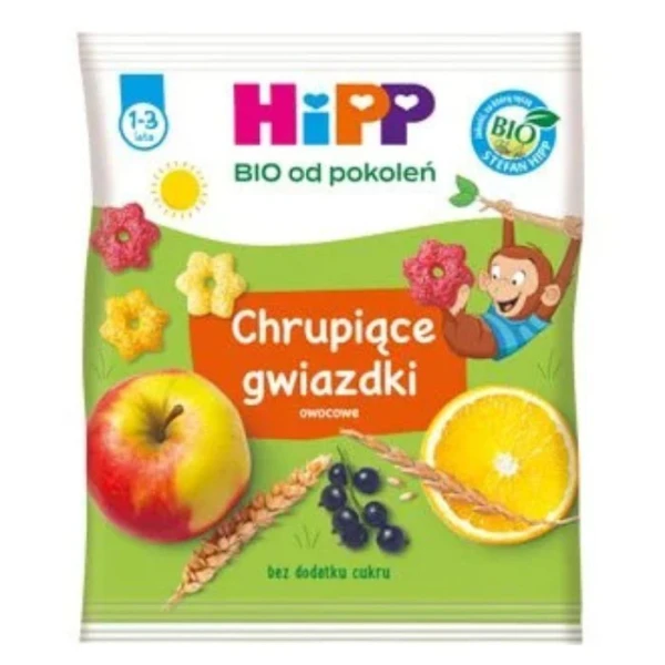 Hipp, chrupiące gwiazdki Bio, owocowe, po 1 roku życia, 30g