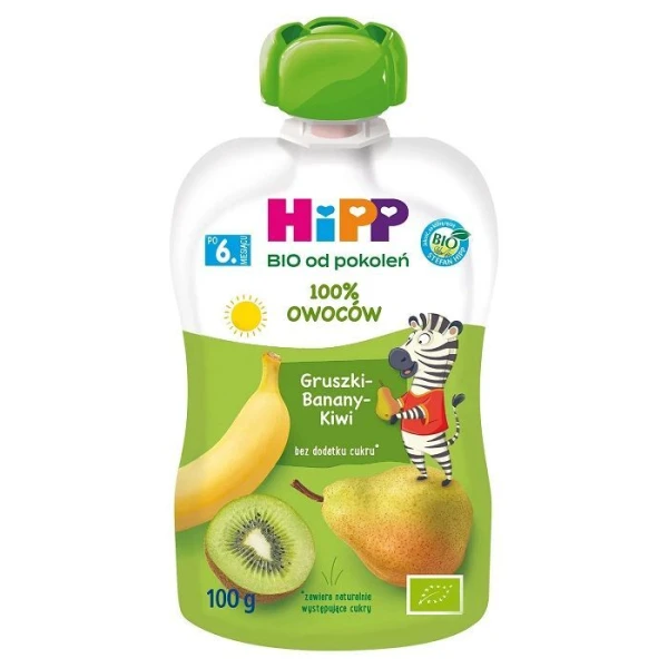 Hipp, gruszki, banany, kiwi, Bio, po 6 miesiącu, 100g
