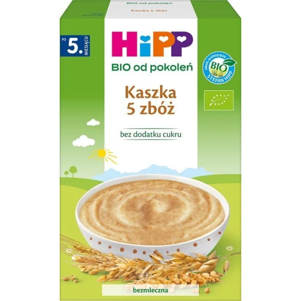 Hipp, kaszka 5 zbóż, bezmleczna, Bio, po 5 miesiącu, 200g