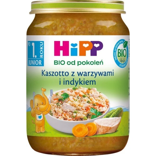 Hipp, kaszotto z warzywami i indykiem, Bio, po 12 miesiącu, 250g