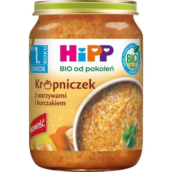 Hipp, krupniczek z warzywami i kurczakiem, Bio, po 12 miesiącu, 250g