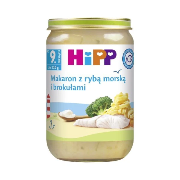 Hipp, makaron z rybą morską i brokułami, po 9 miesiącu, 220g