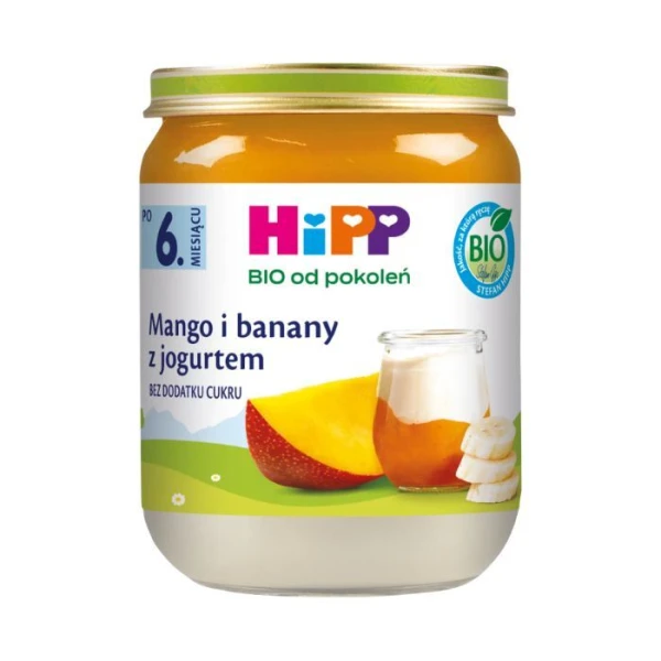 [DATA - 2026-09-30] Hipp, mango i banany z jogurtem, po 6 miesiącu, 160g