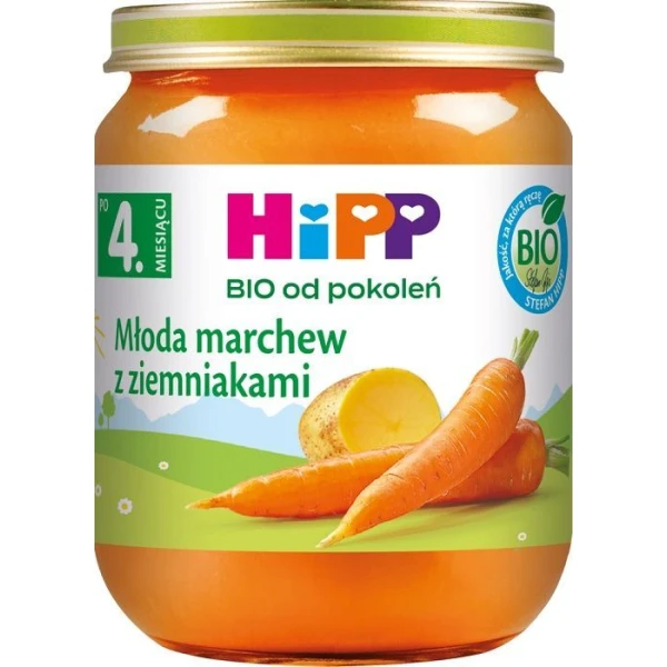 Hipp, młoda marchew z ziemniakami, Bio, po 4 miesiącu, 125g