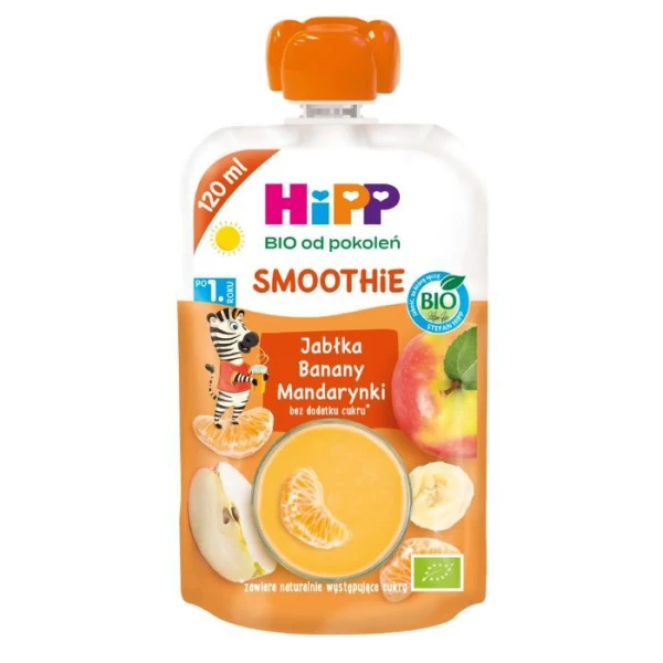 Hipp, Smoothie, jabłka, banany i mandarynki, po 1 roku życia, 120ml