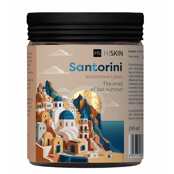 Hiskin, Bon Voyage, świeca sojowa, Santorini, 200ml