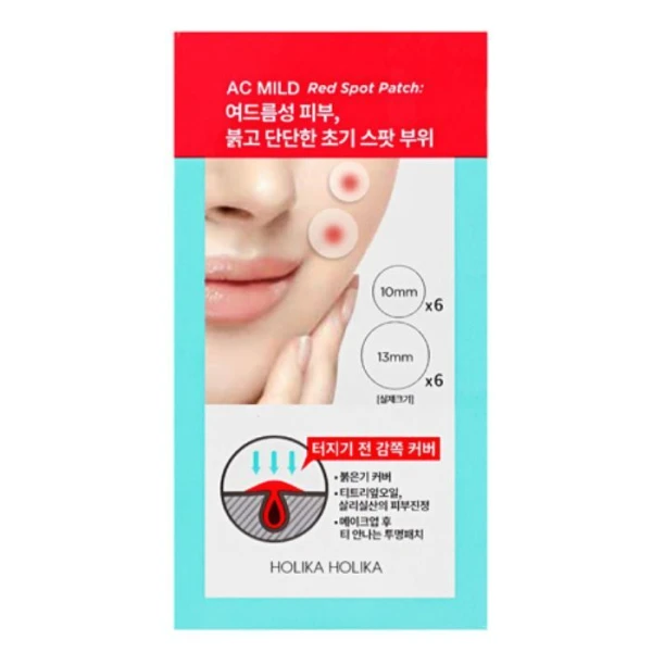 Holika Holika AC Mild Red Spot Patch, miejscowe plastry na wypryski, 12 sztuk
