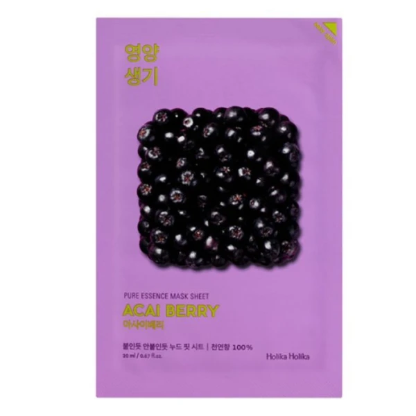 Holika Holika Pure Essence, antyoksydacyjna maska z wyciągiem z jagód acai, 23ml