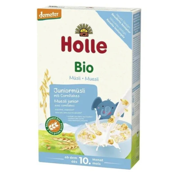 Holle Junior Muesli Kaszka wieloziarnista Bio Cornflakes, bezmleczna, po 10 miesiącu, 250g