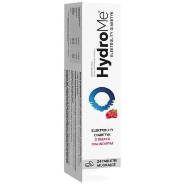 HydroMe, elektrolity Diabetyk, smak malinowy, 24 tabletki musujące