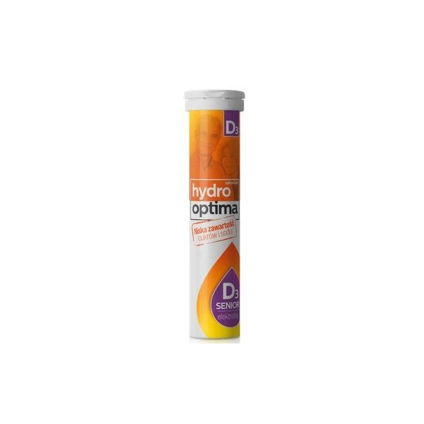 HydroOptima Senior D3, elektrolity + witamina D, 20 tabletek musujących