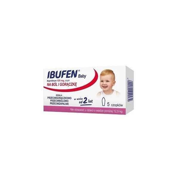 Ibufen Baby 125mg, dla dzieci od 2 lat, 5 czopków