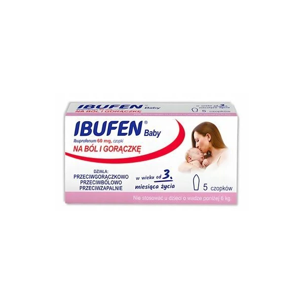 Ibufen Baby 60mg, od 3 miesiąca życia, 5 czopków