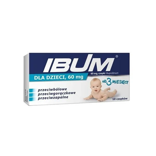 Ibum dla dzieci 60mg, czopki doodbytnicze, 10 sztuk