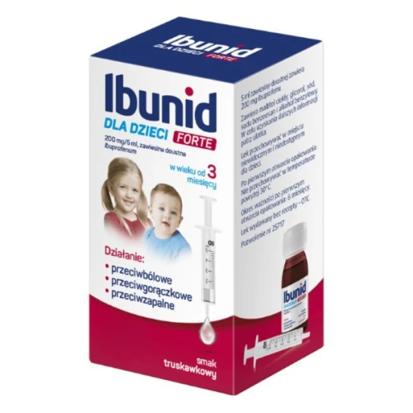 Ibunid Dla Dzieci Forte 200mg/5ml, zawiesina doustna, smak truskawkowy, od 3 miesiąca, 150ml