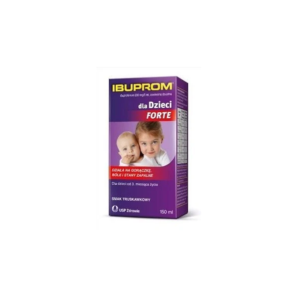 Ibuprom dla dzieci Forte, zawiesina doustna, smak truskawkowy, od 3 miesiąca życia, 150ml