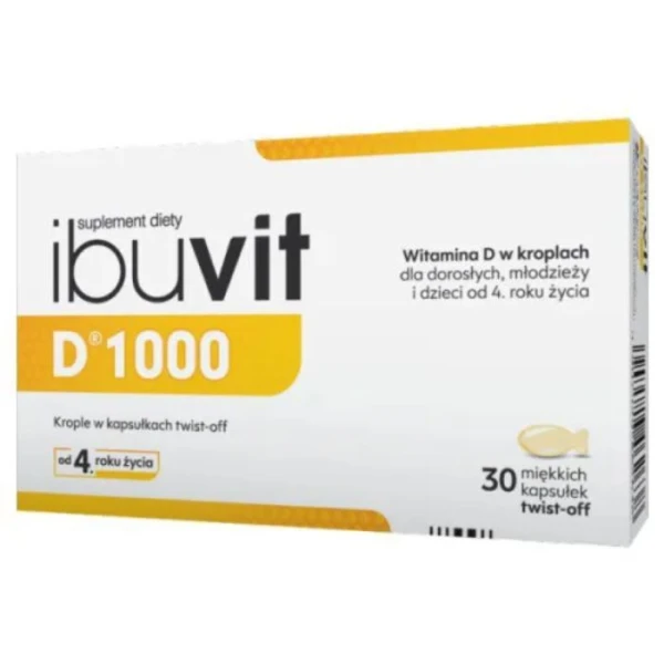 Ibuvit D 1000, dla dorosłych i dzieci po 4 roku życia, 30 kapsułek twist-off