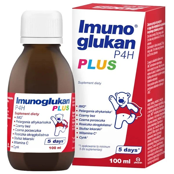 Imunoglukan P4H Plus, syrop dla dorosłych i dzieci powyżej 3 roku życia, 100ml