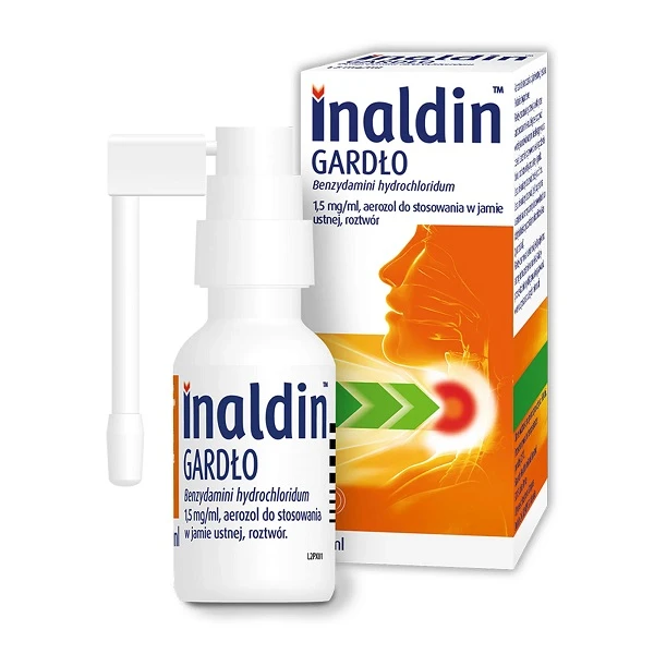 [Uszkodzone opakowanie] Inaldin Gardło 1,5mg/ml, aerozol do stosowania w jamie ustnej, 30ml