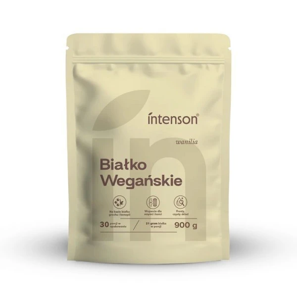 [DATA - 2026-10-18] Intenson, Białko Wegańskie, smak waniliowy, proszek, 900g