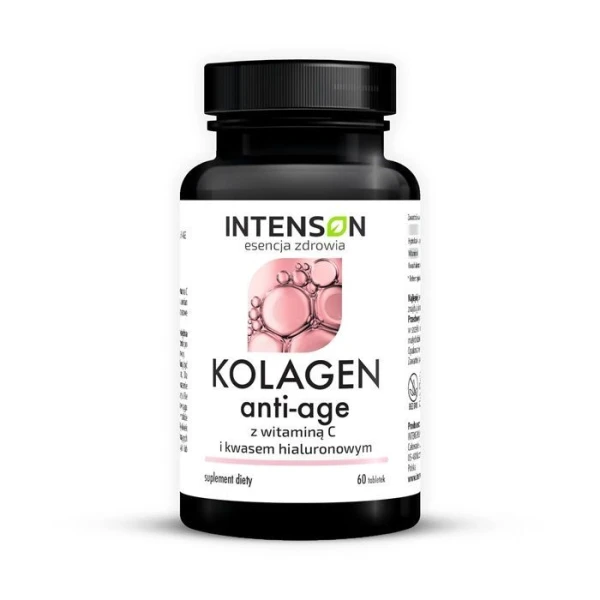 Intenson, kolagen anti-age, z witaminą C i kwasem hialuronowym, 60 tabletek
