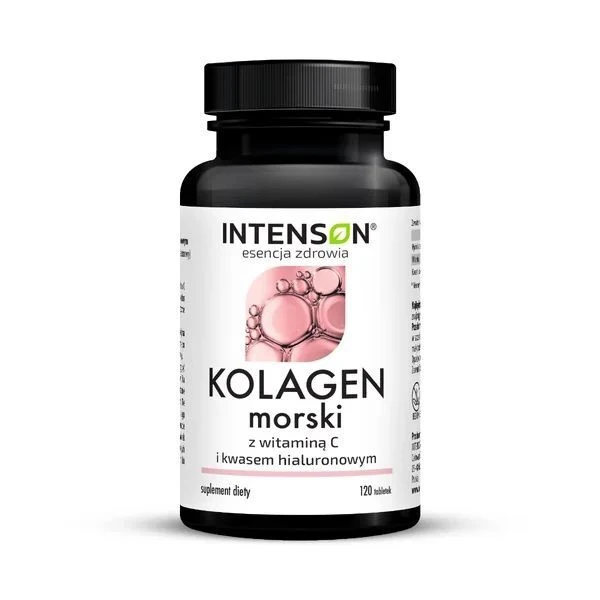 Intenson, kolagen morski, z witaminą C i kwasem hialuronowym, 120 tabletek