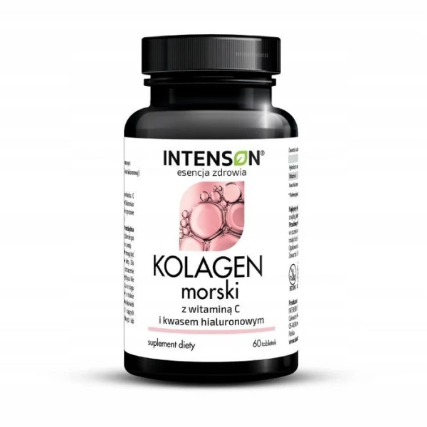 Intenson, kolagen morski, z witaminą C i kwasem hialuronowym, 60 tabletek