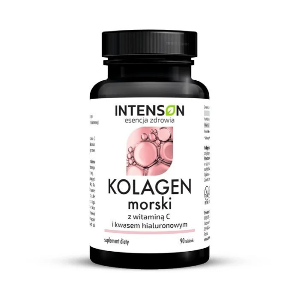 Intenson, kolagen morski, z witaminą C i kwasem hialuronowym, 90 tabletek
