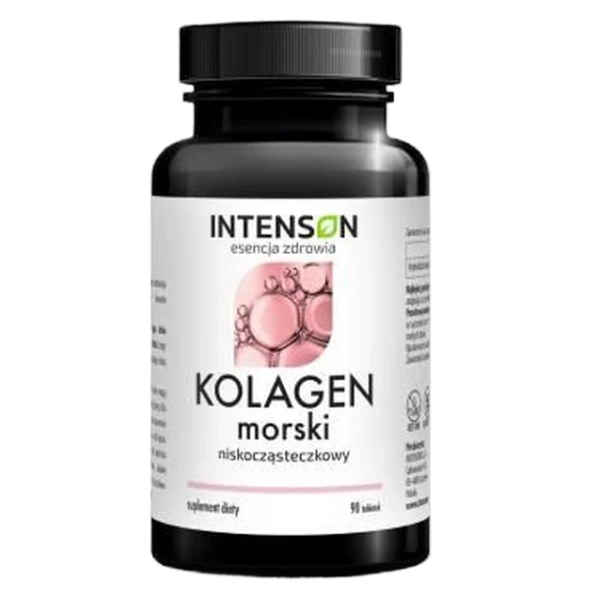 Intenson, kolagen morski, z witaminą C i kwasem hialuronowym, 90 tabletek
