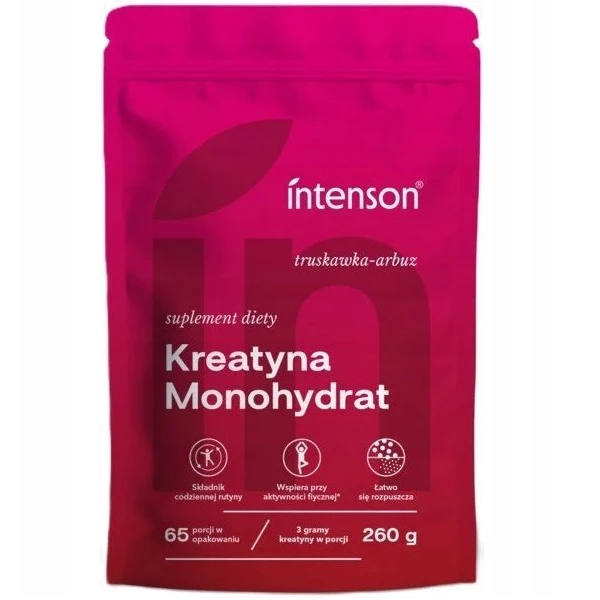 Intenson, Kreatyna Monohydrat, smak truskawkowo-arbuzowy, 260g
