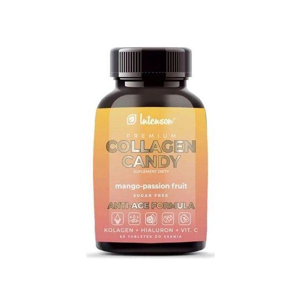 Intenson Premium, Collagen Candy, smak mango-marakuja, 60 tabletek do ssania