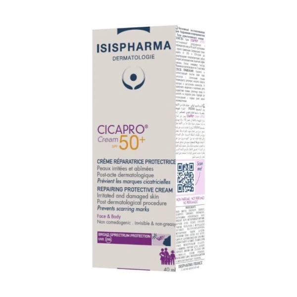 Isis Pharma, Cicapro Cream, intensywnie regenerujący krem na podrażnienia SPF 50+, 40ml