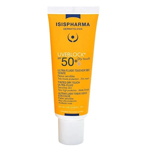 Isis Pharma, UveBlock Dry Touch, ultralekki fluid koloryzujący SPF 50+, kolor medium 40ml