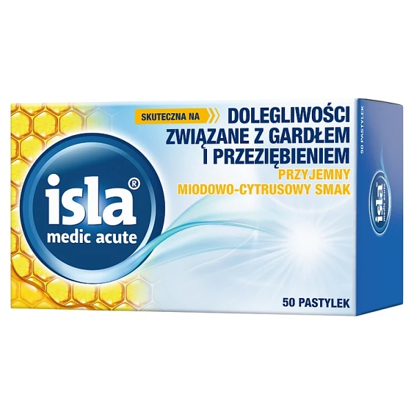 Isla Medic acute, smak miodowo-cytrusowy, 50 pastylek do ssania